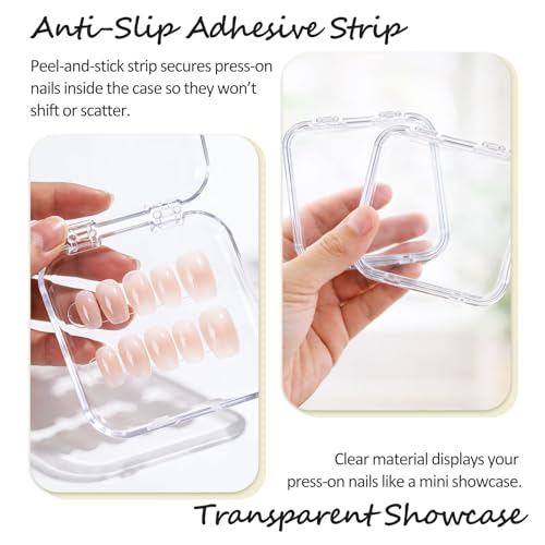 13-Piece Clear Press-On Nail Storage Boxes with 30 Adhesive Tapes