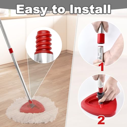 4-Section Stainless Steel Spin Mop Handle Replacement (30 to 58 Inch)