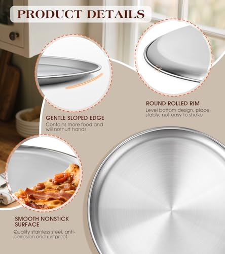 Yuiicaov 12-Inch Stainless Steel Pizza Pan - Durable Round Baking Tray