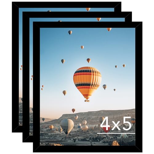 JCJMY 4x5 Inch Black Picture Frame Set of 3 Wall Mount & Tabletop Display