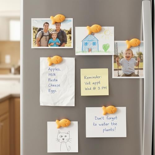 Cute Fish-Shaped Refrigerator Magnets - 12-Pack Strong Hold