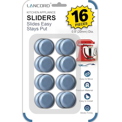 Lancord Adhesive Small Appliance Sliders for Countertop - 16 Piece Set