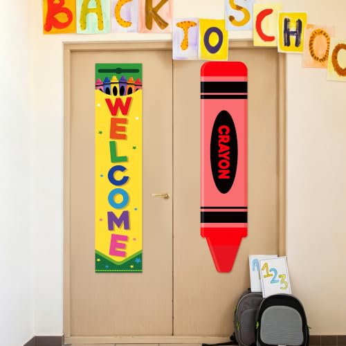 2 Pcs Crayon Classroom Door Window Cover - Back to School Decor
