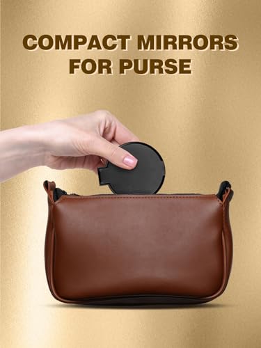 Qislee 4 Pack Compact Mirrors Bulk, Folding Travel Pocket Mirror Black