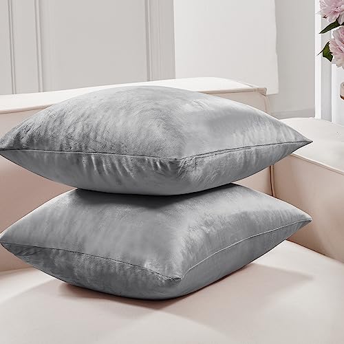 Deconovo Velvet Throw Pillow Covers 20x12 Inches - Grey (Pack of 2)
