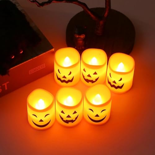 Mingkeda Halloween Flameless Candles - Durable Plastic Party Lights (6 Pack)
