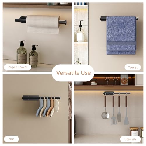 Square Black Stainless Steel Paper Towel Holder - Under Cabinet