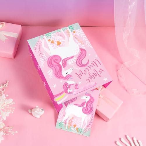 Loveinside Unicorn Gift Bag for Girls - Pink Magical Design, 10" x 5" x 13"