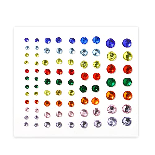 Bowitzki 3 Sheets Self-Adhesive Face Gems Rhinestone Crystal Makeup Stickers