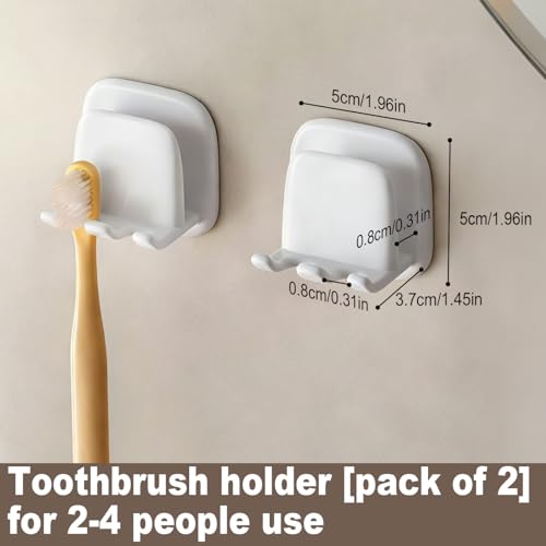 Wall Mounted Toothbrush Holder with Cup Hook - Adhesive Bathroom Organizer