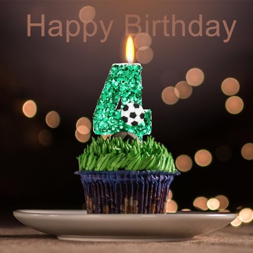 Number 4 Soccer Birthday Candle - 3 Inch Cake Topper for Sports Party