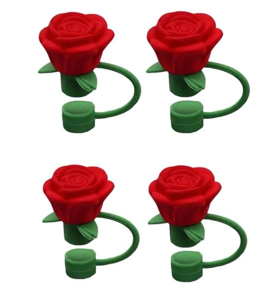 Silicone Rose Flower Straw Covers for Stanley Cup 4-Pack