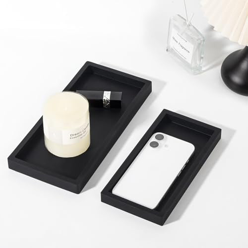 Heagoale Silicone Bathroom Vanity Tray, 7.9" x 4" Sink Organizer - Black