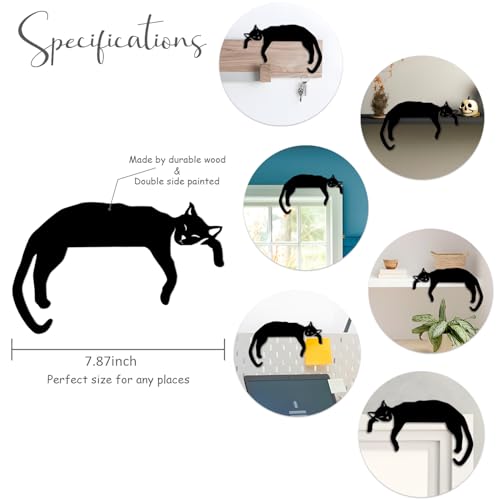Wooden Black Cat Door Corner Decor - 7.87 Inch Cat Lover Home Accent