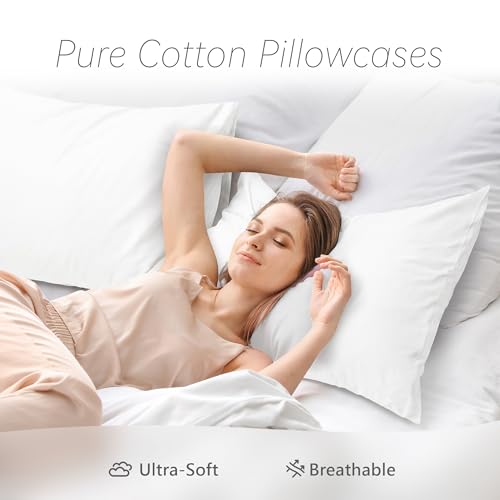 Hzesyd 1 Pack 500TC Cotton Sateen Queen Pillowcase White 20x30 - Envelope Closure