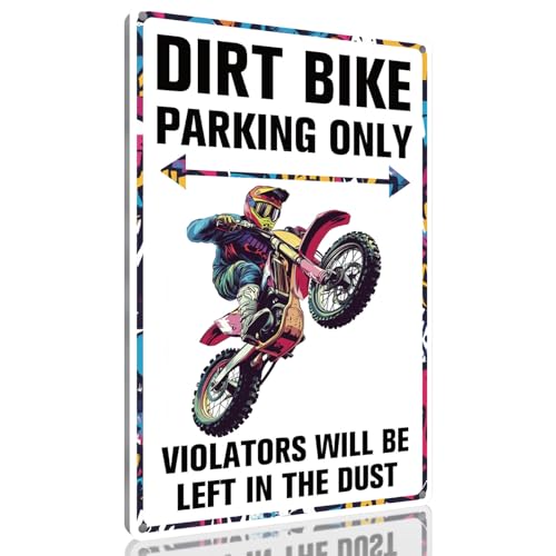 Dirt Bike Parking Only Metal Sign - 8x12 Inch Garage Wall Decor