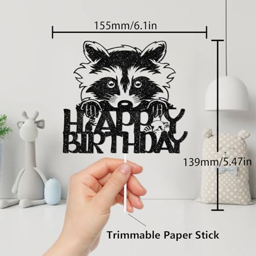 Raccoon Birthday Cake Topper - Cheerful Animal Theme Decor for Celebrations