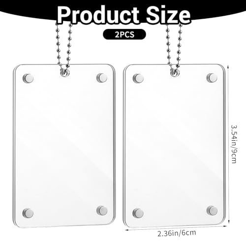 2Pcs Magnetic Car Photo Holder - Acrylic Rear View Mirror Frame