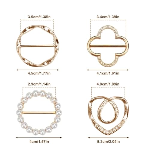 4PCS Scarf Ring Clips for Women - Button Covers & Shirt Tighteners