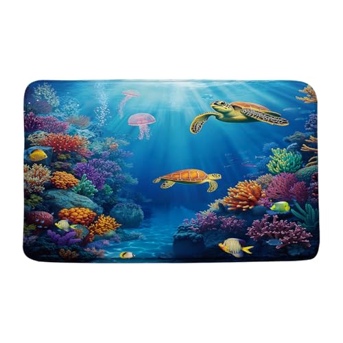 Ocean Underwater World Bath Mat 17.8"x29.5" Soft Microfiber Rug