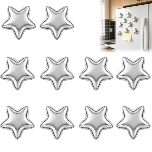 10 Silver Star-Shaped Fridge Magnets for Home & Office Decor