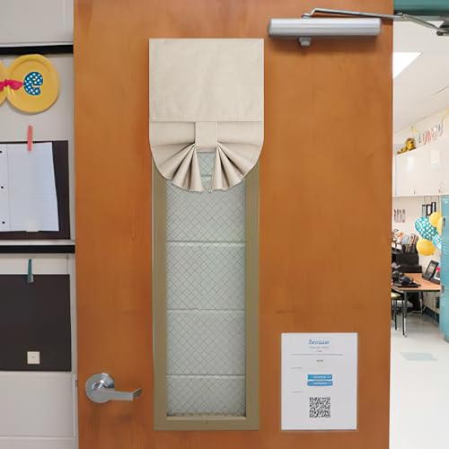 NICETOWN 100% Blackout Classroom Door Curtain, 8"W x 36"L, Beige