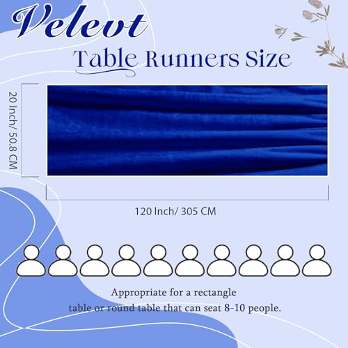 Velvet Table Runner - Royal Blue 20 x 120 Inches Elegant Dining Decor
