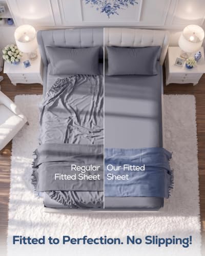 Utopia Bedding Twin Fitted Sheet Grey 15 Inch Deep Pocket Microfiber