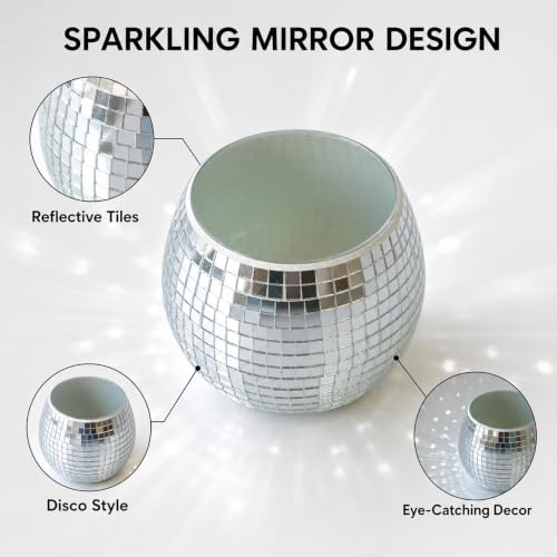 Glass Disco Ball Pencil Holder - Retro Makeup Brush Organizer