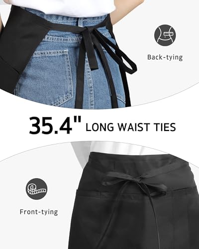 Syntus Black Server Apron for Men & Women - 1 Pack