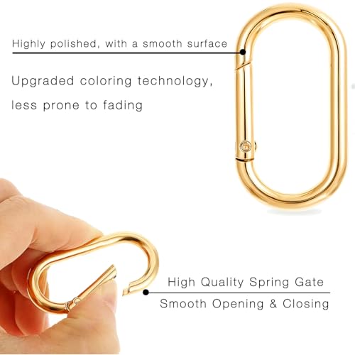 12 Pieces Carabiner Clip Set for Keychain Bag Handbag Crafts, 1.5 and 1.0 Inch, Purse Clip, Gold Plated