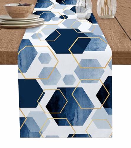 Modern Navy Blue Geometric Table Runner 13x120 Inches for Dining & Kitchen Decor - Washable, Farmhouse Style Variation of THIS listing