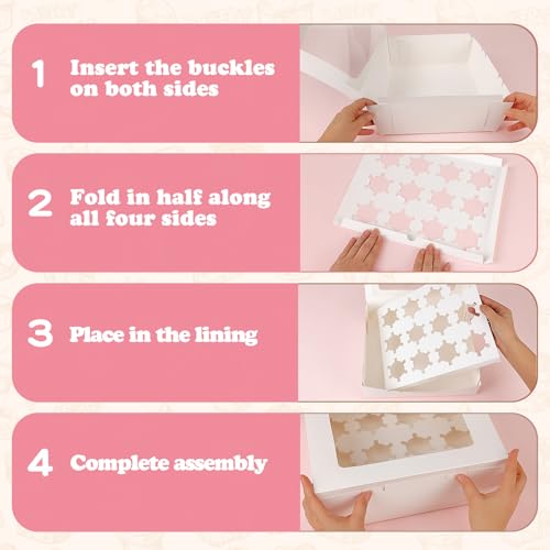 Moretoes Cupcake Boxes with Window - 3PCS, Fits 36 Cupcakes (11.5x9.7x3.5in)