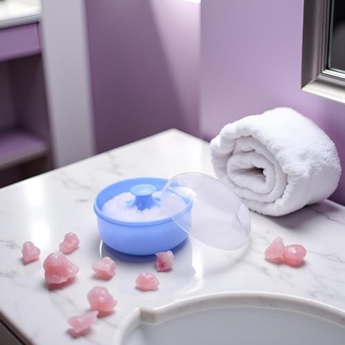 Myuiao Blue Cosmetic Powder Puff with Portable Storage Case Set