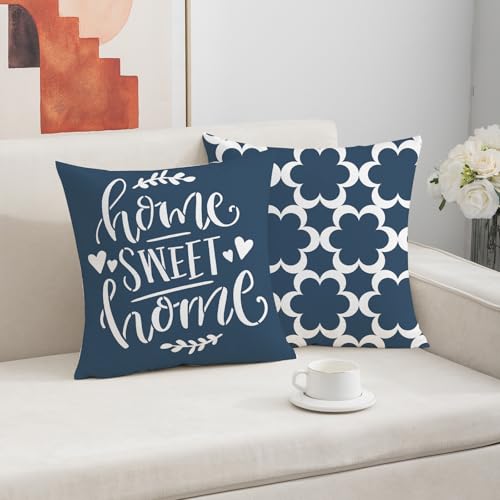 Mimkus 18x18 Blue Geometric Throw Pillow Covers - 4 Piece Farmhouse Set