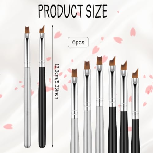 Trinkrittey French Tip Nail Brush Set - 6 Pcs Oblique & Moon Shape Manicure Brushes
