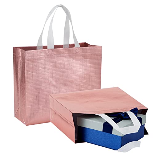 Tendwarm 6 Pcs Large Reusable Gift Bags with Handles - Rose Gold