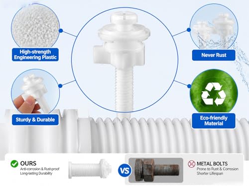 Toilet Seat Screws Replacement Kit - Universal Plastic Hardware Set