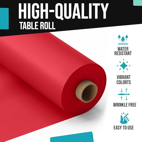 Red Plastic Table Cover Roll 40 x 300 Feet Disposable Party Tablecloth