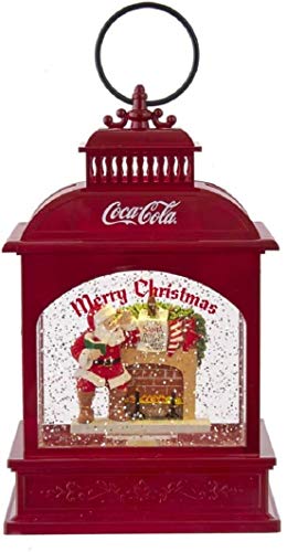 Battery-Operated LED Santa Lantern with Coca-Cola Design - 9 Inch Holiday Decor