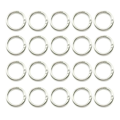 20 Pack 0.75 Inch Keychain Clips£¬Round Small Carabiner Clip for Key, Metal Keyring Hook Buckle Clip (Silver)