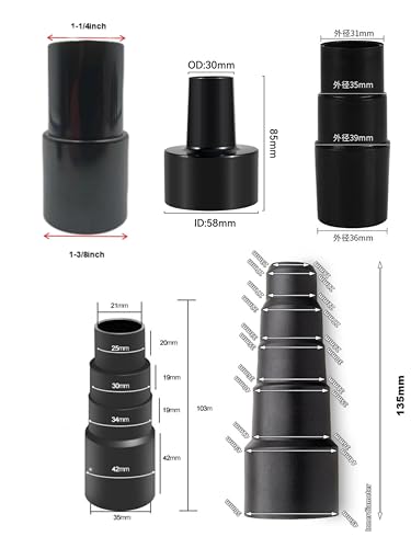 Velodi 5-Piece Universal Vacuum Hose Adapter Kit - Multi-Size Connector