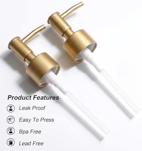 Gold Soap Dispenser Pump - 2 Pack, Fits 28/400 Bottles