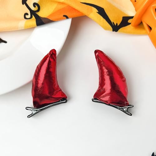 WLBON Red Devil Horns Hair Clips 3 Pairs Halloween Vampire Costume Barrette
