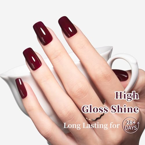 Goolich Burgundy Gel Nail Polish 0.5 Fl Oz HEMA Free Wine Red Soak Off