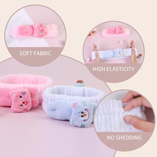 Kawaii Spa Headbands for Women 2-Pack Cute Fleece Face Wash Headband