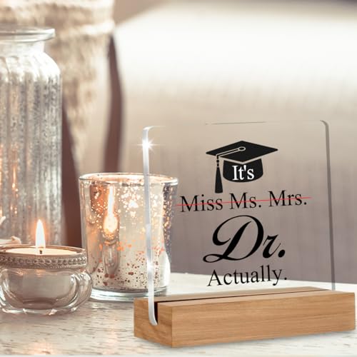 PhD Graduation Gift for Her - Acrylic Desk Plaque Sign