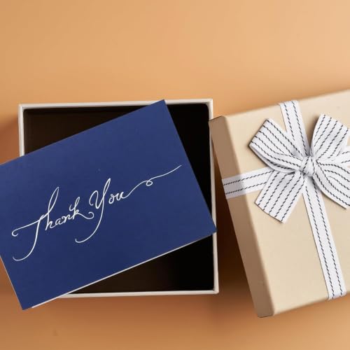 Navy Blue Thank You Cards with Envelopes and Stickers - 12 Pack
