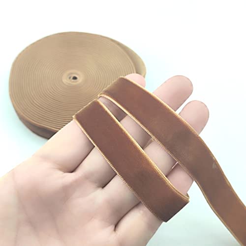 30 Light Brown Velvet Ribbon for Gift Wrapping DIY Crafts and Decor - 5/8 Inch x 5 Yards