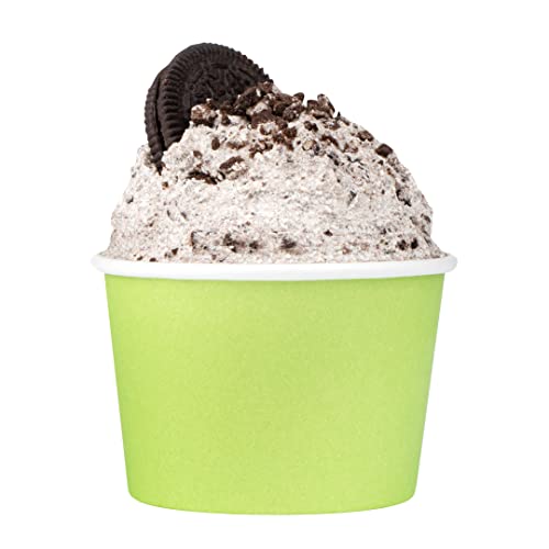 Coppetta 4 Ounce Dessert Cups, 200 Disposable Ice Cream Cups - Lids Sold Separately, Heavy-Duty, Green Paper Frozen Yogurt Bowls, For Hot And Cold Foods, Perfect For Gelato Or Mousse - Restaurantware